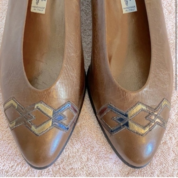 Arnold Churgin Brown Leather Slip On W  Chunky Heel 40 - Picture 3 of 11